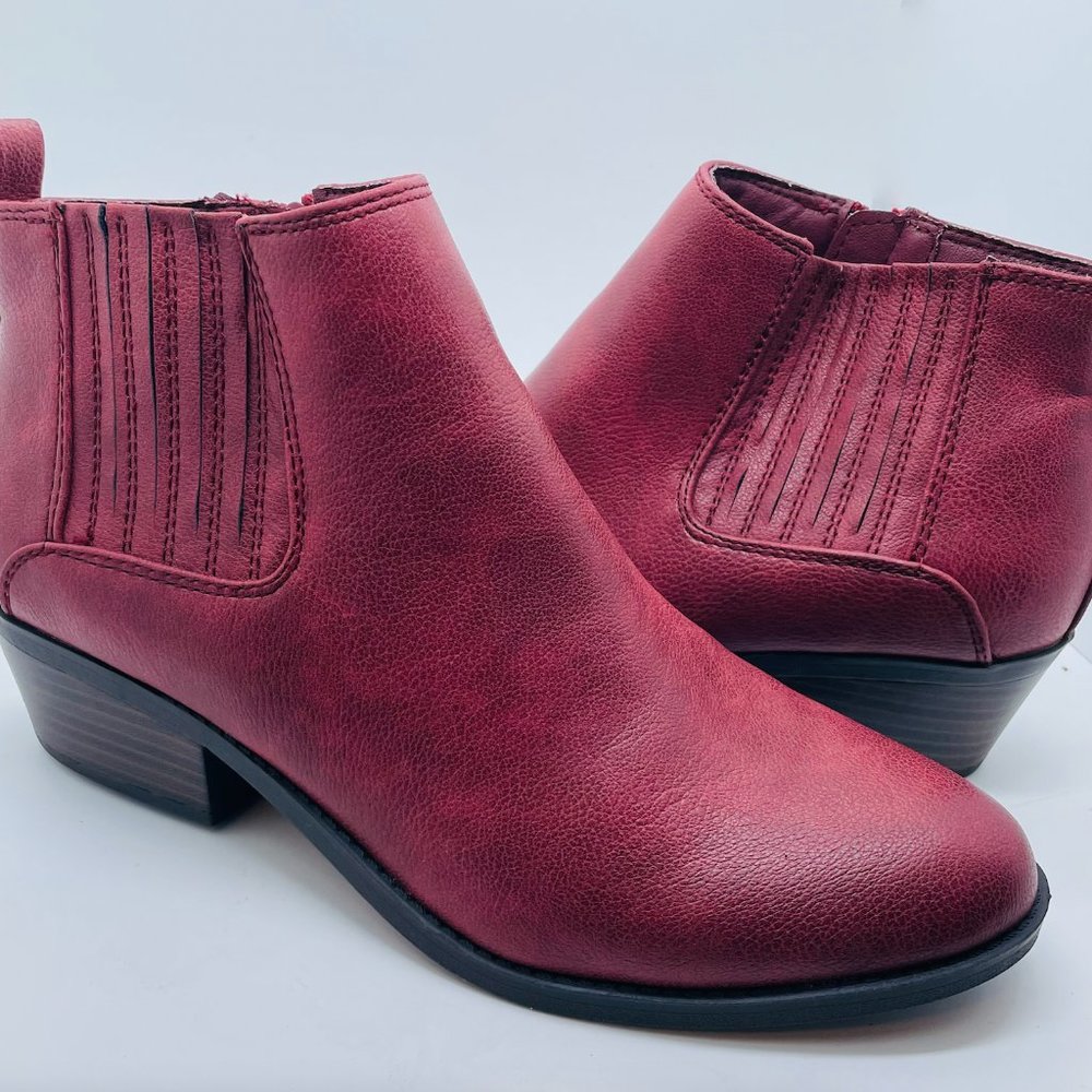 Kim Rogers Red Faux Leather Ankle Booties